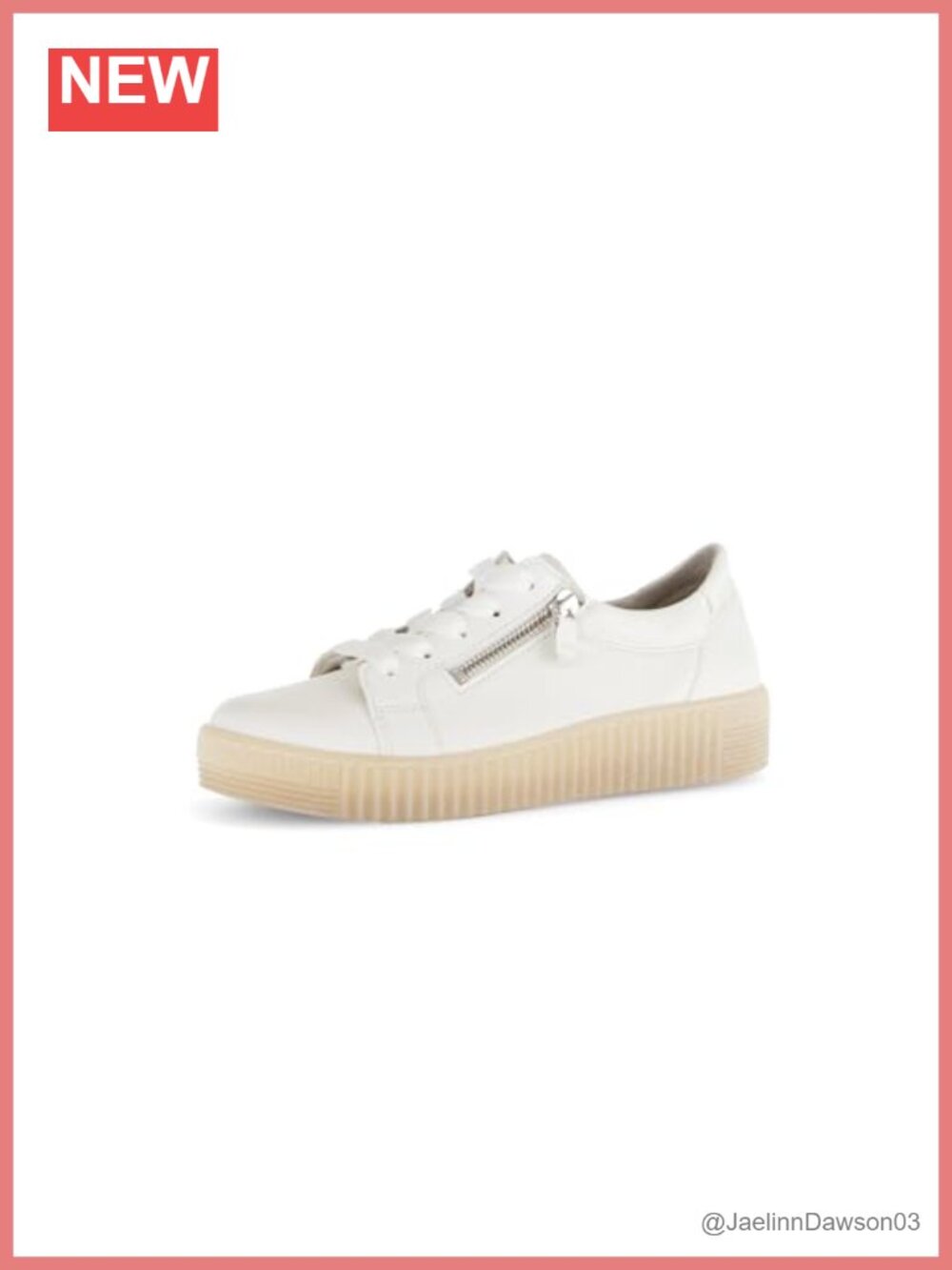 Gabor Women's Leather Low Top Sneakers with Cushioned Insole and Easy-On Zipper